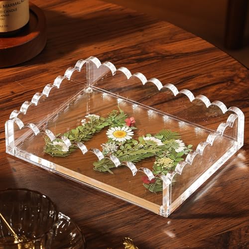 Acrylic Tray with Magnetic Pad - Customizable for Photos, Art, Decorative Tray for Dresser Nightstand Bedroom, Perfume Jewelry Trinket Catchall Tray Housewarming Gifts New Home - size: Rectangle:7.9*5.9*1.8inch