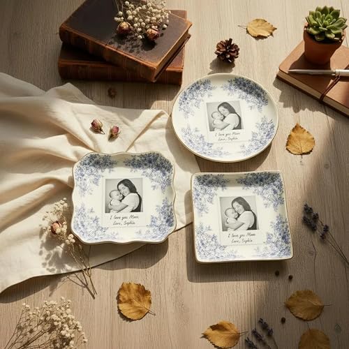 Customized Photo Jewelry Tray Mom Mother’s Day Unique Trinket Dish Round Square Ceramic Keepsake Plate Personalised Picture Vanity Bowl Porcelain Ring Holder Birthday Present Grandma Daughter Son - color: Design 05