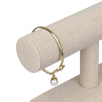 MOOCA Linen Covered Wood Jewelry Display, Jewelry Stand, Bracelet Holder Display, Watch Stand, Bracelet Stand, Tan Linen - color: Tan Linen