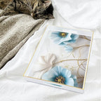 Serving Tray with Handles, 15.7 * 11.8 inches, Plastic Ottoman Tray with Exquisite Paintings, Trays for Coffee Table - color: Blue Flower