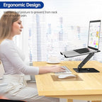 BESIGN LS12 Laptop Stand with 360° Rotating Base, Ergonomic Adjustable Notebook Holder, Computer Riser Stand Compatible with Air, Pro, Dell, HP, Lenovo More 10-14" Laptops (Black)