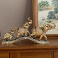 Elegant Golden Elephant Home Sculpture for Shelf, Desk, Mantel - Symbol of Love, Perfect Wedding