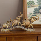 Elegant Golden Elephant Home Sculpture for Shelf, Desk, Mantel - Symbol of Love, Perfect Wedding