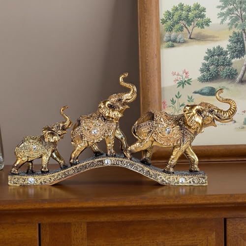Elegant Golden Elephant Home Sculpture for Shelf, Desk, Mantel - Symbol of Love, Perfect Wedding