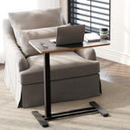 SANODESK Medical Adjustable Overbed Bedside Table with Hidden Casters, Pneumatic Mobile Laptop Computer Standing Desk Cart with Tray, Hospital and Home Use(27.6" W x 15.7" D, Black) - color: Black, size: Small