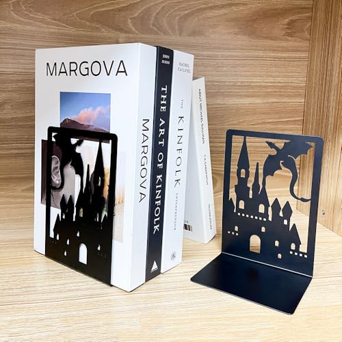 Book Ends, Bookends, Book Ends for Shelves, 1 Pair Non Skid Metal Book Divider Decorative Holder, Abstract Art Desgin Book Stopper Supports for Office, Home (Dragon C) - color: Dragon C