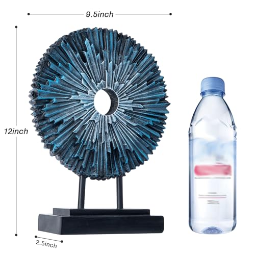 EZ4ENCE Round Statue HomeDecor Kitchen, Modern Decorative Sculpture Decorations for Living Room Coffee Table, Office Decor Shelf, Center Tabletop Decoration (Blue) - color: Silver&blue