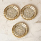 Shubhkart Solid Brass Decorative Nakshi Plate Set for Puja, Decoration & Diwali Gifting (Large 11 cm, Pack of 3, Solid Brass) - size: Large (Pack of 3)