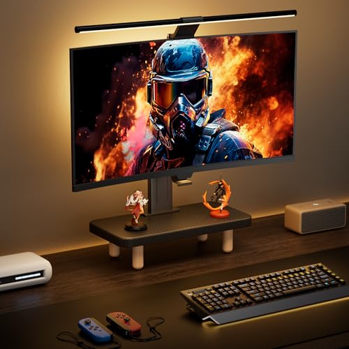Single Monitor Stand Riser, 16Inch Wood Desk Organizer with Monitor Stand & Storage Computer Monitor and Laptop Riser Multifunctional Laptop Stand Desk Organizer for Office Home Screen/Laptop/PC Black