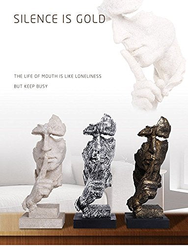 Creative Abstract The Thinker Statue Sandstone Face & Hand Statues and Sculptures Home & Office Desk Decoration (Sand Silence)