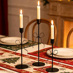 Bow Candle Holder - Bow Candlestick Holder Set of 3 Metal Gold, Modern Decorative Taper Candle Holder for Centerpiece Wedding Dining Table Holiday Housewarming Gift (Black)