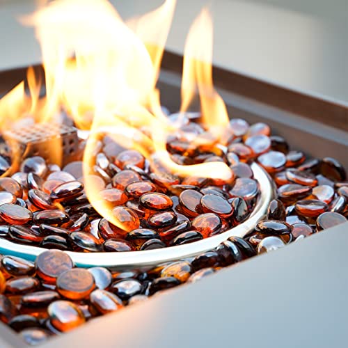 Mr. Fireglass 10 Pound Fire Glass Beads, 1/2" Reflective Round Fire Glass Drops for Fireplace Fire Pit & Lanscaping, High Luster Amber - color: Amber, size: 1/2 inch, 10 Pounds