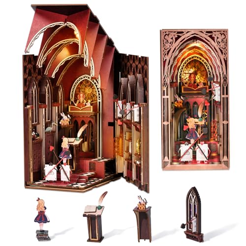 Book Nook Kit - DIY Miniature Dollhouse Kit for Adults and Teens, Tiny House Booknook Bookshelf Decor 3D Wooden Puzzle, Gifts for Family, Friends (Alice Evidence) - style: Alice Evidence