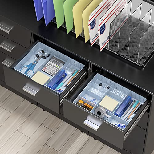 Simple Houseware Drawer Organizer Tray with 9 Adjustable Compartments, Blue - color: Blue, size: 1 Pack