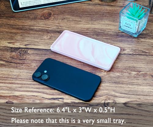 6.4" Porcelain Small Bathroom Tray, Ceramic Countertop and Vanity Tray for Cosmetics, Perfume, Jewelry, Candle - Kitchen Soap Tray for Kitchen Counter (Pink) - color: Pink, size: 6.4" x 3" x 0.5"