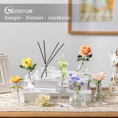 Glasseam Clear Glass Vases for Centerpieces: Mini Flower Vase Set 28Pcs Bud Vases in Bulk - Modern Small Vases for Home Room Wedding Party Dining Table Center Decor