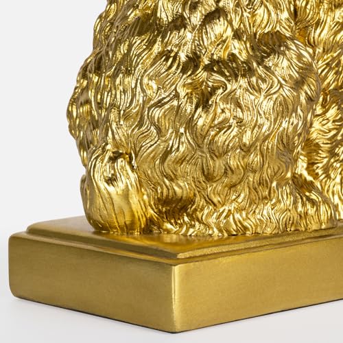 Poodle Decorative Bookends for Shelves, Dog Book Ends for Heavy Books, Toy Poodle Statues Bookends for Heavy Books with Anti-Slip Base Book Holders for Home Office Decor (Gold)