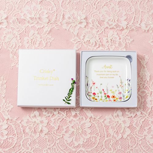 Crisky Jewelry Ring Dish for Aunt Birthday Gifts, Thinking of You Gift for Aunt from Niece, Best Antie Gift Ideas from Nephew Thanksgiving Day Christmas Valentines (Love You Forever) Trinket Tray - style: Aunt Thank You for Being Such an Important Part of
