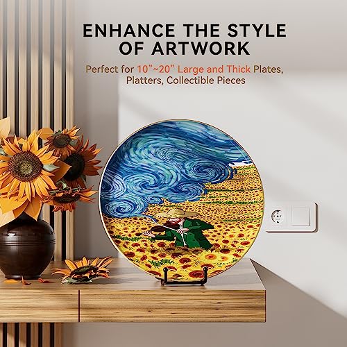 IPAME 10 Inch Large Plate Stands for Display - Metal Plate Holder Display Stand + Small Easels Picture Stand for Book, Platter, Plaque, Photo Frame, Tabletop Art (2 Pack) - size: 10 Inch