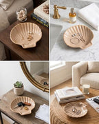 MUMREUES Ceramic Jewelry Tray Small Trinket Dish Shell Ring Holder Dish Decorative Jewelry Plate Bowl Organizing Rings Earrings Necklaces Keys Cute Room Decor Aesthetic Gifts for Mom