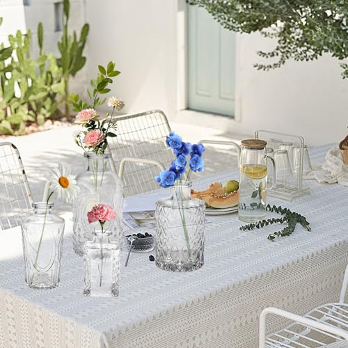 24PCS Clear Glass Bud Vases Set,Small Flower Arrangement Vase,Vintage Crystal Glass Design,Wedding,Party Decoration,Home Flower Arrangement (24)