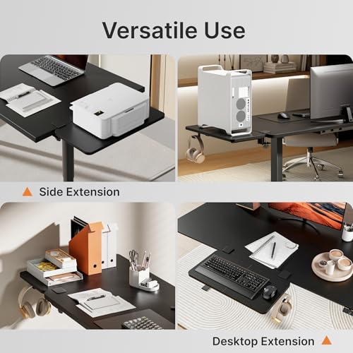 PEGZONE Desk Extender Tray, 24" x 12" Clamp On Desk Shelf, Desk Extension with Laptop Holder, Table Desk Arm Rest, Clamp On Keyboard Tray for Office and Home, Workstation Organizer, Medium, Black - size: 24 x 12 inch, style: Black with laptop shelf