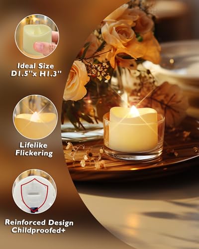 Homemory 12-Pack Flameless LED Tea Lights Candles Battery Operated, 200+Hour Fake Electric Candles TeaLights for Votive, Aniversary, Wedding Centerpiece Table Decor, Funeral, Halloween, Christmas - color: Warm White Glow – Ivory Body, size: Pack of 12