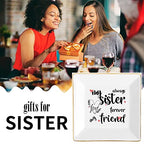 Sisters Gifts from Sister in Law Happy Birthday Gift for Women Funny Big Brother Little Ceramic Small Jewelry Dish Unique Trinket Tray Best Ring Plates Always My Sister, Forever My Friend - color: Sisters