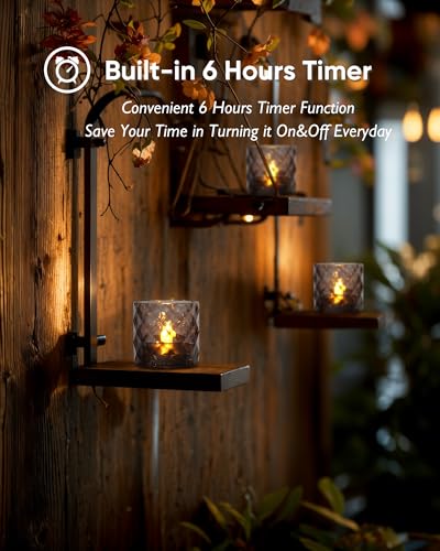 Homemory 2" x 2" Acrylic Votive Candle Holders with Auto Timer Flameless Led Tealight, Battery Powered Fake Electric Candles for Wedding Centerpiece, Table, Christmas Decor (12Pack, Gray Base) - color: Gray, size: 12 Pack