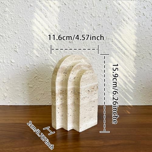 1 Piece Modern Travertine Bookend, Arched Design, Natural Stone Book Holders for Desk and Shelf (Travertine - 1 Piece) - color: Travertine - 1 Piece