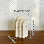 1 Piece Modern Travertine Bookend, Arched Design, Natural Stone Book Holders for Desk and Shelf (Travertine - 1 piece) - color: Travertine - 1 Piece