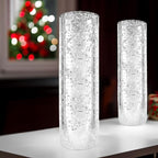 WGVI Hurricane Candle Holder Sleeve, W: 4", Ht: 16", Silver Speckled Glass Cylinder Open Both Ends, Chimney Tube Shade, 1 Piece - size: 4x16"H