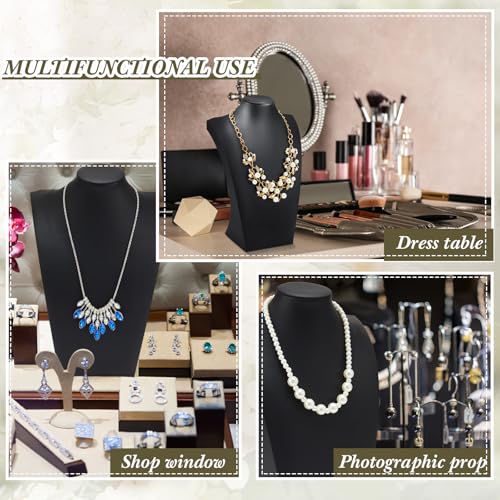 Kigley 6 Pcs Black PU Leather Jewelry Bust Display Necklace Holder Stand Necklace Mannequin Holder for Jewelry Display Trade Show(13.39 x 3.94 x 8.07 Inches) - size: 13.39 x 3.94 x 8.07 Inches
