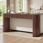 Itaar 63" Fluted Console Table with 2 Drawers, Modern Entryway Table with Storage, Long Sofa Table Behind Couch for Living Room, Hallway, Couch, Foyer，Brown - color: Brown