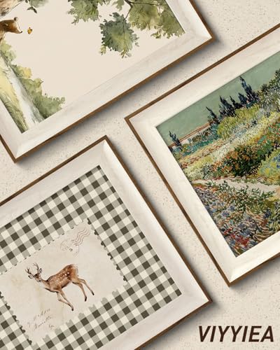 VIYYIEA Framed Wall Art for Living Room, Sika Deer Stamp Canvas Prints, Green Home Decor, Animals Painting Picture, Bathroom Wall Decor Gifts for Friends or Family - 12L x 10W - color: Animals-【Sika Deer Stamp】, size: 12"L x 10"W
