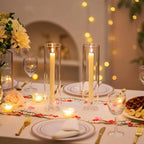 24 Pcs Hurricane Candle Holder Sleeve, W:3.35" H:14" Bottomless Clear Glass Cylinder Candleholder Cover Open Both Ends Glass Chimney, Candle Shade for Centerpieces, Wedding Party Event Decor - size: 3.35"W x14"H