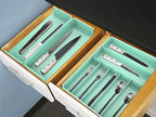 Simple Houseware Expandable Kitchen Drawer Flatware Organizer, Turquoise - color: Turquoise