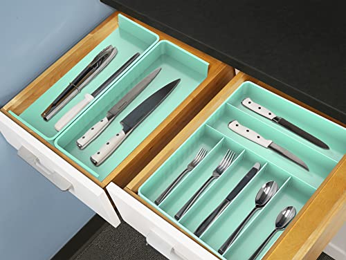 Simple Houseware Expandable Kitchen Drawer Flatware Organizer, Turquoise - color: Turquoise