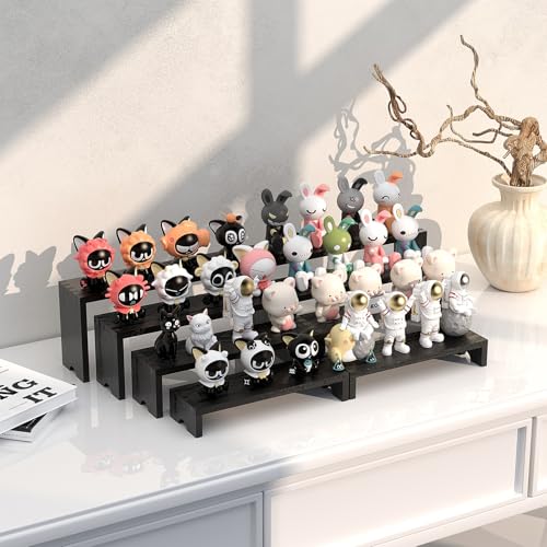 2 Set Black Wooden Tiered Riser Display Stands for Vendor Events,Stackable Wood Cupcake Stand,Farmhouse Decor Wood Dessert Table Display Set,Vendor Booth Display Items,Food Display Risers for Party - color: Black, size: 2 PACK