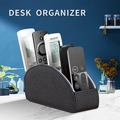 YAPISHI Remote Control Holder, 5 Rooms Desk Organizer and Decorations for Living Room, Bedside Table Remotes Caddy for TV Controllers/Makeup Brush Pen/Office Stationery/Art Supplies/Eyeglasses - color: Black Cloth, size: Small