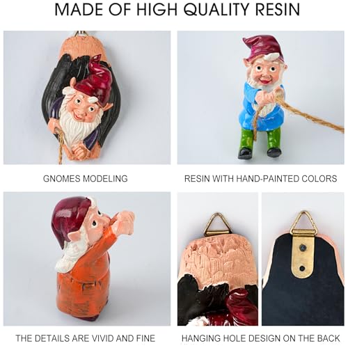 Teaeeno Garden Gnome Statue Set,Gnome Climbing Tree and Tree Stump Decor,Vivid Fairy Gnome Outdoor Sculpture,Whimsical Gnomes Miniature Figurines,Micro Gnome Landscape Figurine for Lawn Balcony Patio - color: Purple