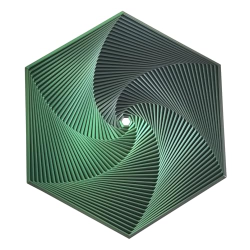Fractal Fidget Hexagon - Suitable for Relieving Stress, Anxiety, and Tension | Autism, ADHD | Desk Adult Fidgeting Stress Relief Gift (Green Black 35 Rings) - color: Green Black 35 Rings