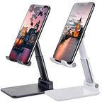 Meetuo 2 Pcs Cell Phone Stand, Adjustable Angle Height Phone Stand for Desk, Fully Foldable/Portable Phone Holder, Compatible for iPhone 16/15/14/13/12/Smartphones - color: Black+White