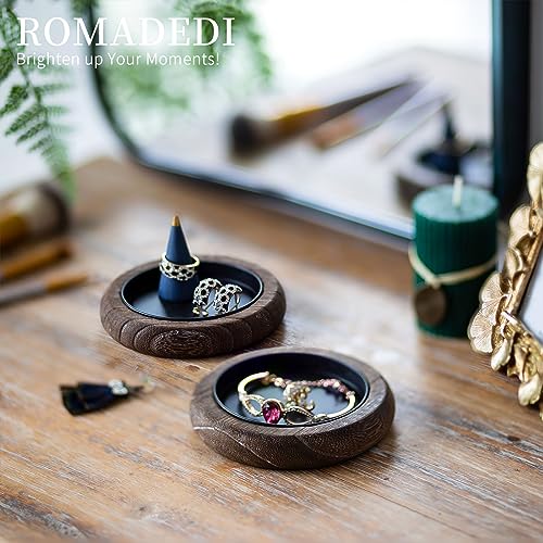 Romadedi Wood Candle Holder Farmhouse Decor - Pillar Candle Holders for Table Centerpiece Small Tray Riser Set of 2 Round Wooden Plate Pedestal Stand for Coffee Table Home Living Room, Brown - color: Brown