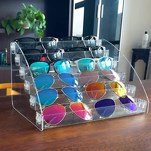 MineSign Sunglasses Organizer Clear Eyeglasses Display Case Sticker Display Tray For Glasses Tabletop Holder Stand (6 layer) - style: 6t
