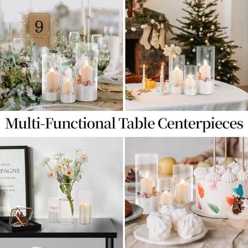 Cylinder Glass Vase Set of 30, Cylinder Vases for Centerpieces Bulk, Modern Clear Hurricane Candle Holders for Pillar Candles, Wedding Flower Vases for Floating Candle Table Decorations - size: S+M+L