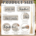 4 Pcs Farmhouse Home Decoration Wooden Tabletop and So Together They Built a Life They Loved Decor Motivational Tiered Tray Decor Rustic Block Sign Retro Bead Garland Table Centerpiece for Shelf Desk - style: and So Together