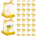 Cunno 36 Set 3.5 x 3.5 x 4.3 in Candle Gift Package Valentine's Transparent Box 4-18 oz Handmade Tealight Candle Holder Paper Bottom Ribbon for Wedding Baby Shower Party Mug(Gold) - color: Gold