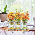 5D Tabletop Diamond Art Kit for Adults, DIY Diamond Art Painting Kit Stand Up Special Shaped Crystal Desktop Ornament, Box Package - Flowers in Bottle - color: Flowers in Bottle