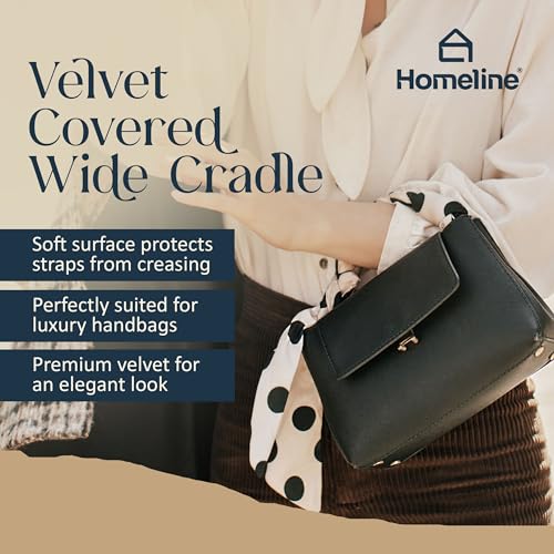 Purse Holder Stand – Freestanding Purse Rack Stand Adjustable 3-Pack Purse Holder/Purse Display Stand with Velvet Cradle, Weighted Non-Slip Base, No Assembly Required